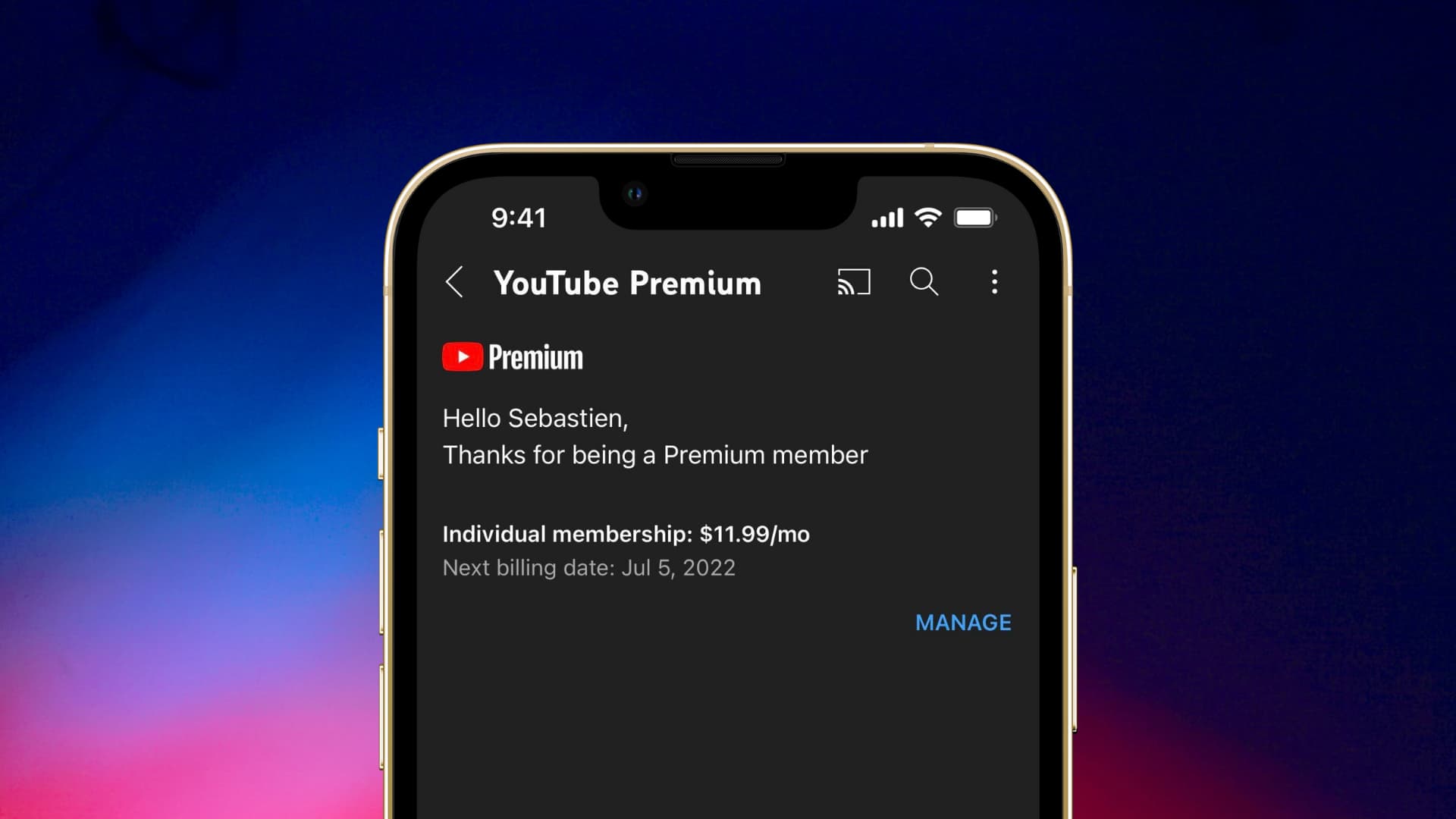 cancel YouTube Premium